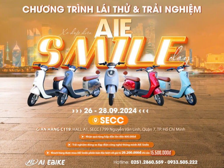 Sự kiện trải nghiệm xe đạp điện AIE Smile Day tại SECC, TP.HCM