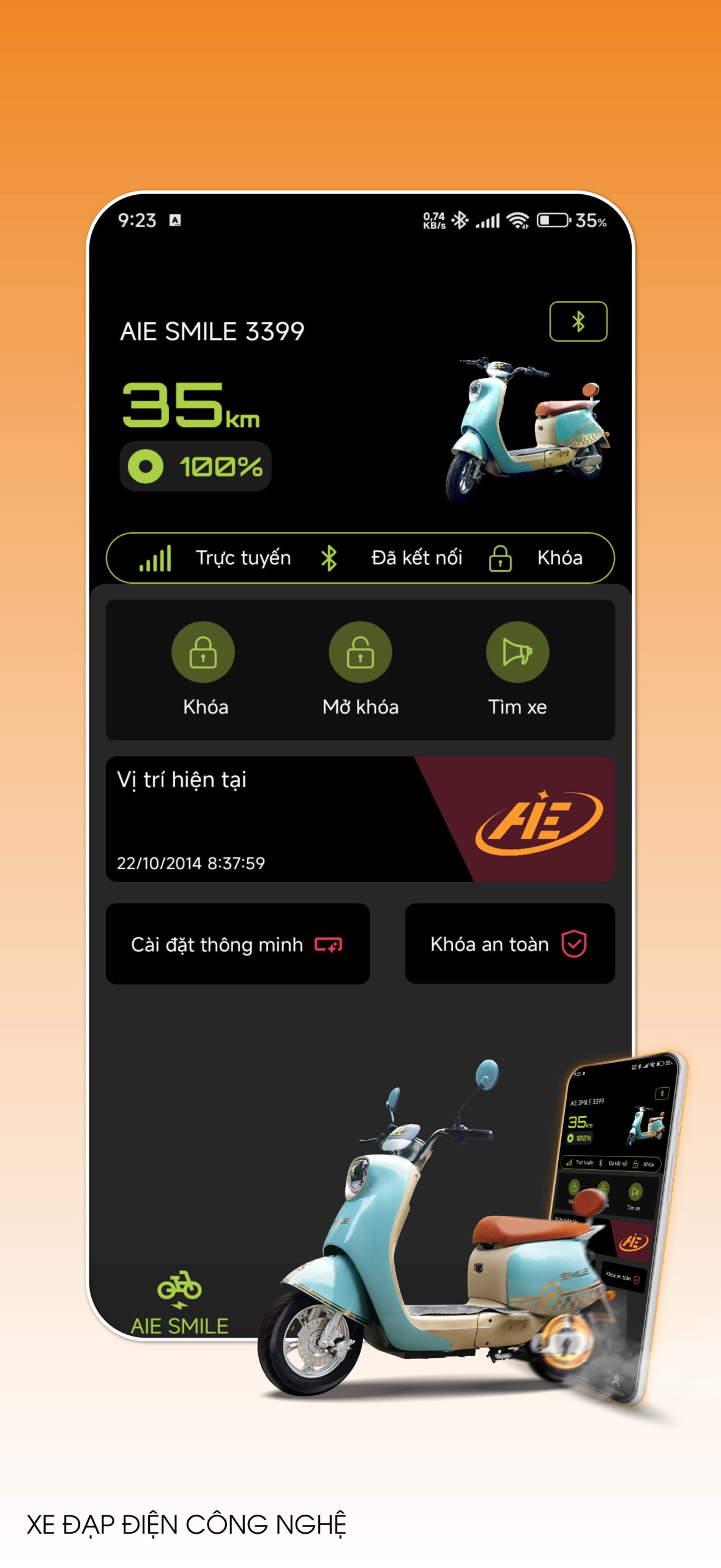 App Xe Điện AI EBike - Màn Hình Chính - Hệ Điều Hành Android