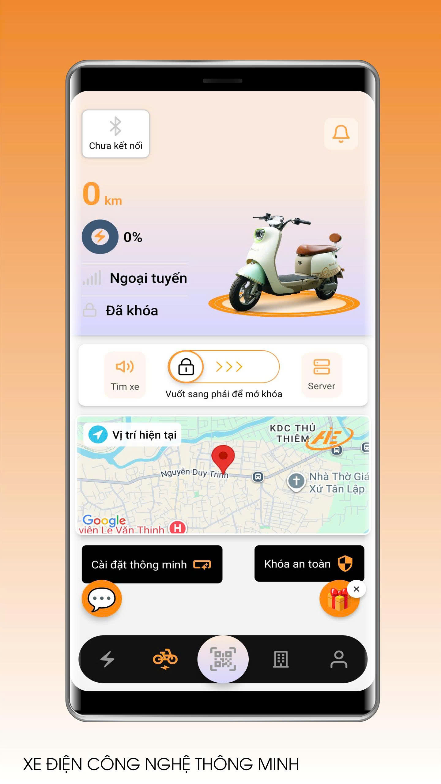 App Xe Điện AI EBike - Màn Hình Chính - Hệ Điều Hành Android