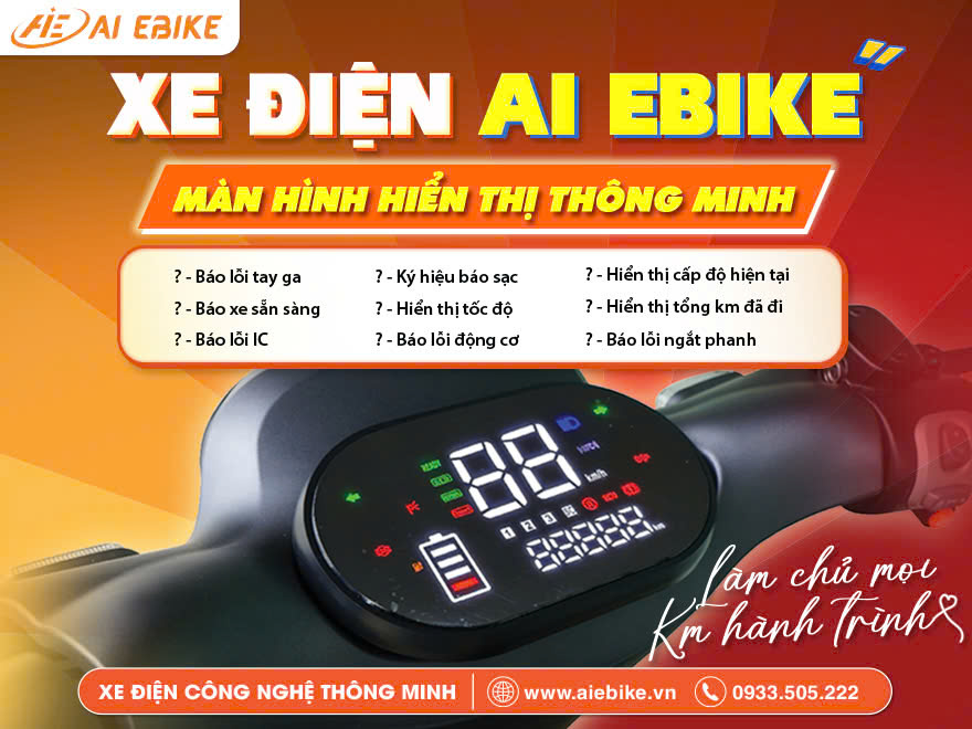 Màn hình hiển thị xe điện AI EBike với 9 tính năng thông minh