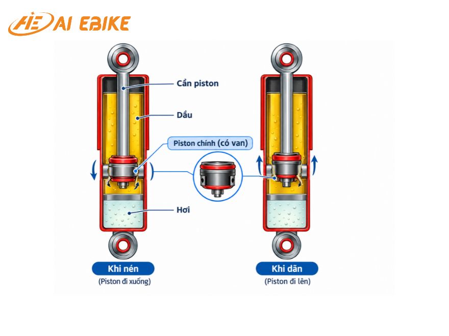 nguyên lý hoạt động của giảm chấn thủy lực